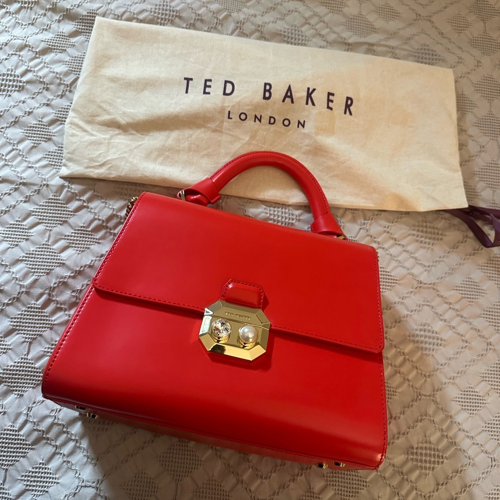 Ted Baker  Red Satchel with Gold Accent